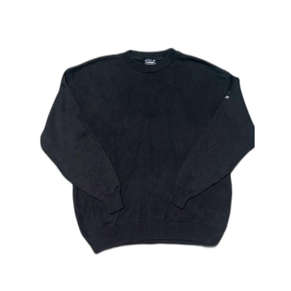 Vantage Sweater XL Black Heavyweight 100% Cotton USA Made Crewneck Knit Vintage